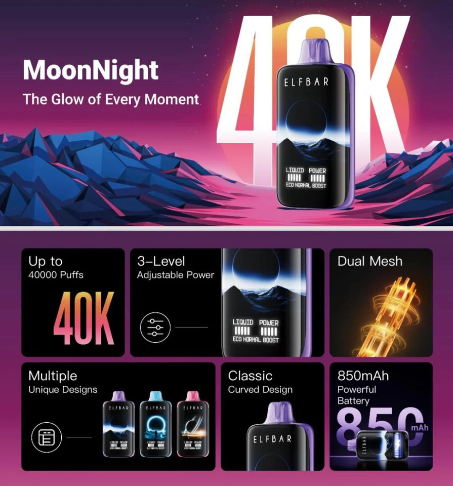 Elfbar Moonlight 40000 Puffs Disposable Vape 50mg In Dubai UAE